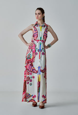 Ella Multicolor Paisley Collared Shirt Dress by Saaksha & Kinni, available on Indiaspopup.com