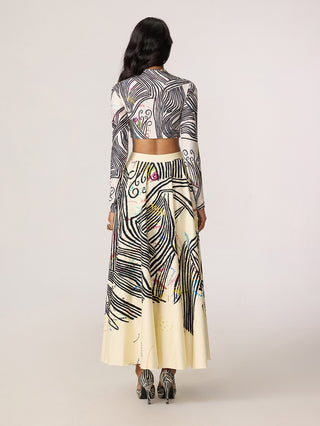 Gigi multicolor blouse with Dracy skirt