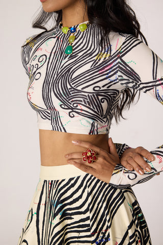 Gigi multicolor blouse with Dracy skirt