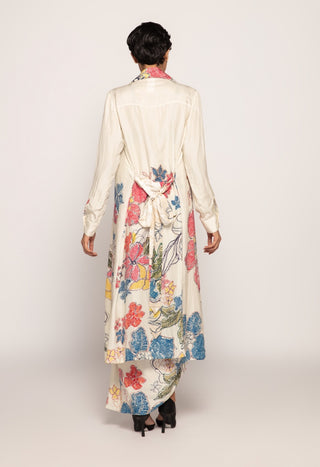 Saaksha & Kinni-Ivory Printed Long Jacket And Skirt-INDIASPOPUP.COM