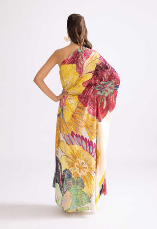 Alana Asymmetric Printed Kaftan by Saaksha & Kinni, available on Indiaspopup.com