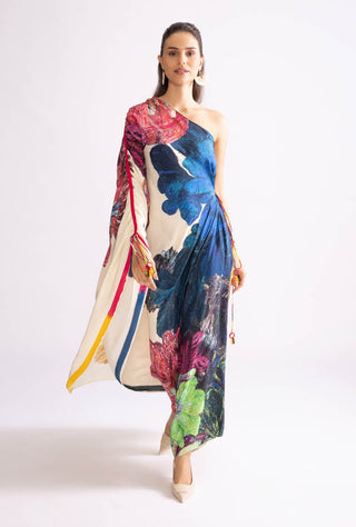 Alana Asymmetric Printed Kaftan by Saaksha & Kinni, available on Indiaspopup.com