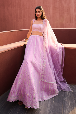 Riya Lavender Lehenga Set by Chamee And Palak, available on Indiaspopup.com