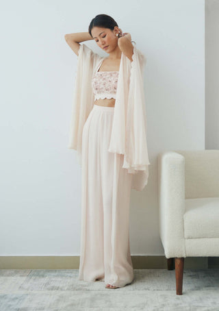 Lavanya Ahuja-Blush Cloud Cape And Palazzo Set-INDIASPOPUP.COM