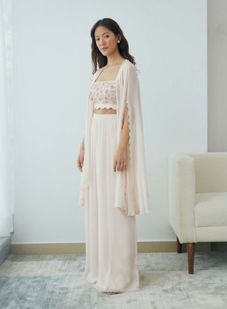 Lavanya Ahuja-Blush Cloud Cape And Palazzo Set-INDIASPOPUP.COM