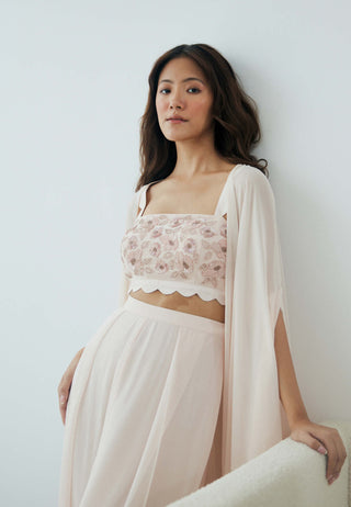 Lavanya Ahuja-Blush Cloud Cape And Palazzo Set-INDIASPOPUP.COM