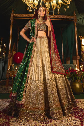 Zarafat gold zari lehenga set