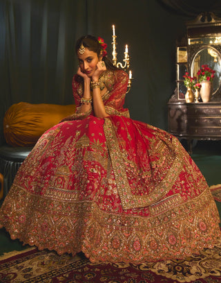 Ahmar Red Lehenga Set by Roqa available on Indiaspopup.com