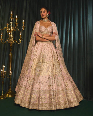 Qasr Pink Lehenga Set by Roqa available on Indiaspopup.com