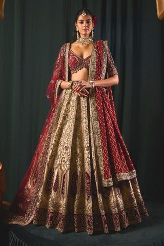 Arous gold zari lehenga set