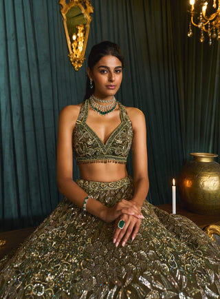 Rubaab olive green lehenga set