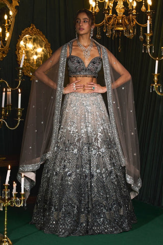 Zaahira black ombre lehenga set