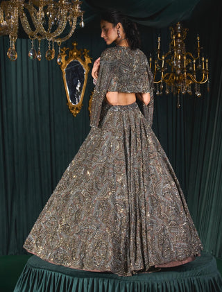 Naqsh brown lehenga and jacket set