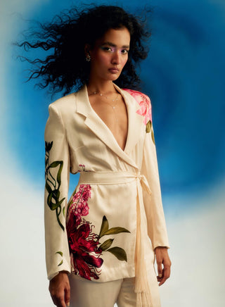 Passion satin blazer with pant set
