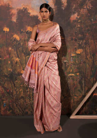 Ekaya-Mauve Silk Sari And Unstitched Blouse-INDIASPOPUP.COM