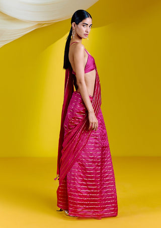 Ekaya-Pink Silk Sari With Unstitched Blouse-INDIASPOPUP.COM