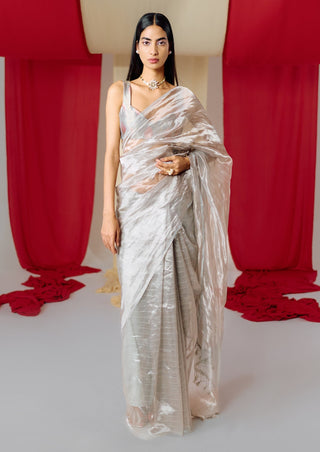 Ekaya-Gray Tissue Sari-INDIASPOPUP.COM