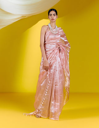 Ekaya-Pink Tissue Sari-INDIASPOPUP.COM