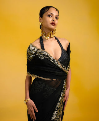 Ekaya Noir Black Sari available on indiaspopup