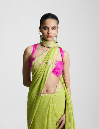 Ekaya Lush Lemonade Sari available on indiaspopup