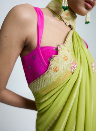 Ekaya Lush Lemonade Sari available on indiaspopup