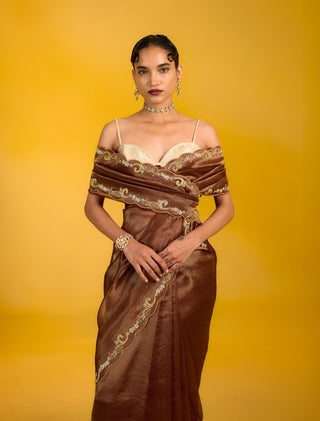 Ekaya Maple Espresso Sari available on indiaspopup