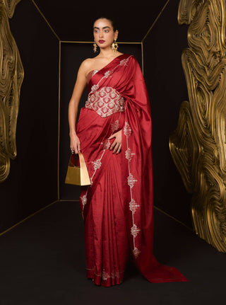 Ekaya Red Siren Sari available on indiaspopup