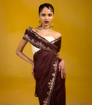 Ekaya Cinnamon Swirl Sari available on indiaspopup