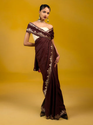 Ekaya Cinnamon Swirl Sari available on indiaspopup