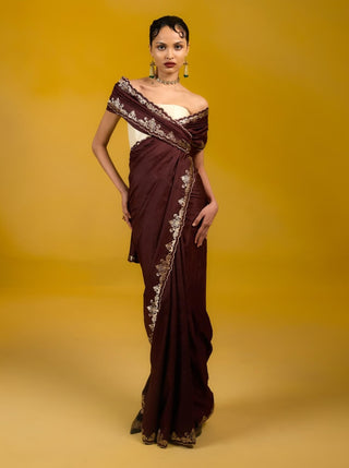 Ekaya Cinnamon Swirl Sari available on indiaspopup