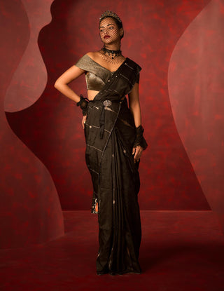 Ekaya Black Bridezilla Sari available on indiaspopup