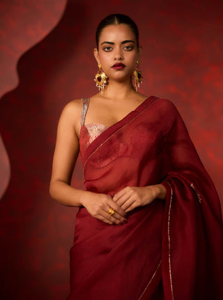 Ekaya Maroon Midnight Kiss Sari available on indiaspopup