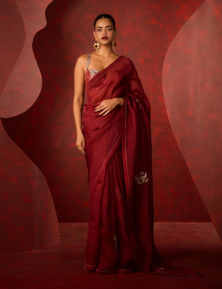 Ekaya Maroon Midnight Kiss Sari available on indiaspopup