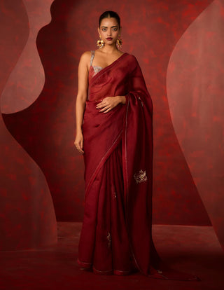 Ekaya Maroon Midnight Kiss Sari available on indiaspopup