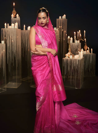 Ekaya Rani Pink Femme Fatale Sari available on indiaspopup