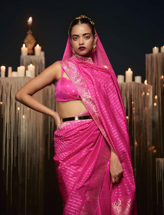 Ekaya Rani Pink Femme Fatale Sari available on indiaspopup