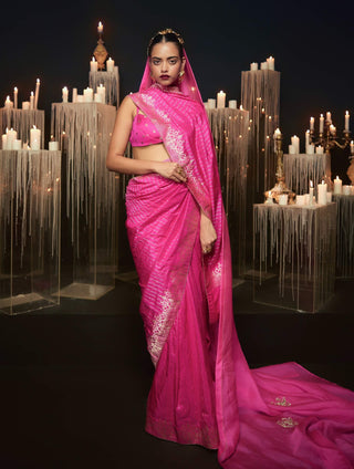 Ekaya Rani Pink Femme Fatale Sari available on indiaspopup