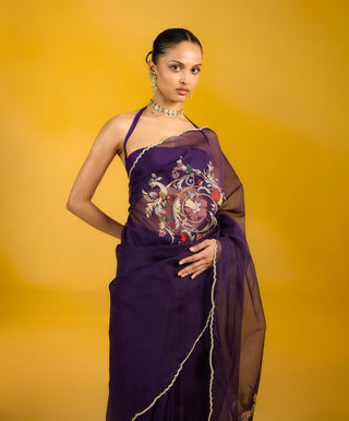 Ekaya Purple Dahlia Sari available on indiaspopup