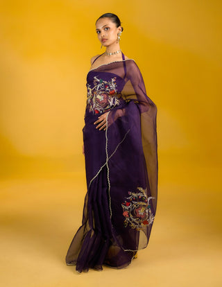 Ekaya Purple Dahlia Sari available on indiaspopup