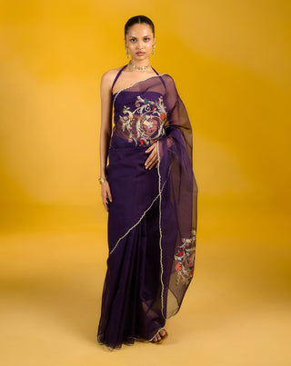 Ekaya Purple Dahlia Sari available on indiaspopup