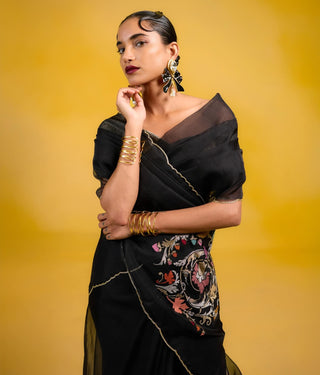 Ekaya Midnight Black Eclipse Sari available on indiaspopup