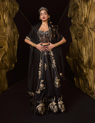 Ekaya Black Vixen Lehenga Set available on indiaspopup