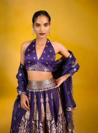 Midnight orchid lehenga