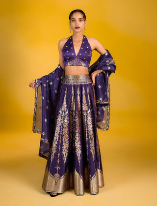 Midnight orchid lehenga