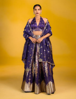 Ekaya Midnight Orchid Lehenga available on indiaspopup