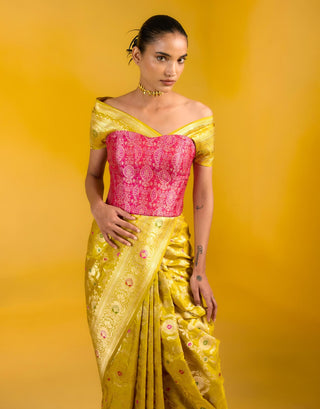 Ekaya Citrus Spark Sari available on indiaspopup