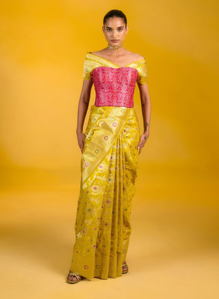 Ekaya Citrus Spark Sari available on indiaspopup