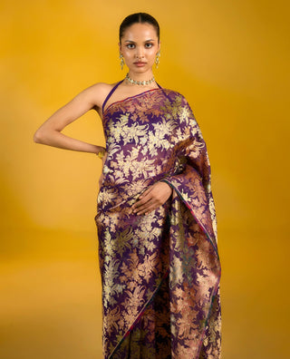 Ekaya Grape Glow Purple Sari available on indiaspopup