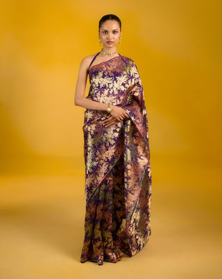 Ekaya Grape Glow Purple Sari available on indiaspopup