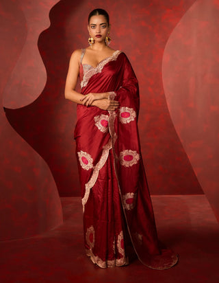 Red gold motifs sari